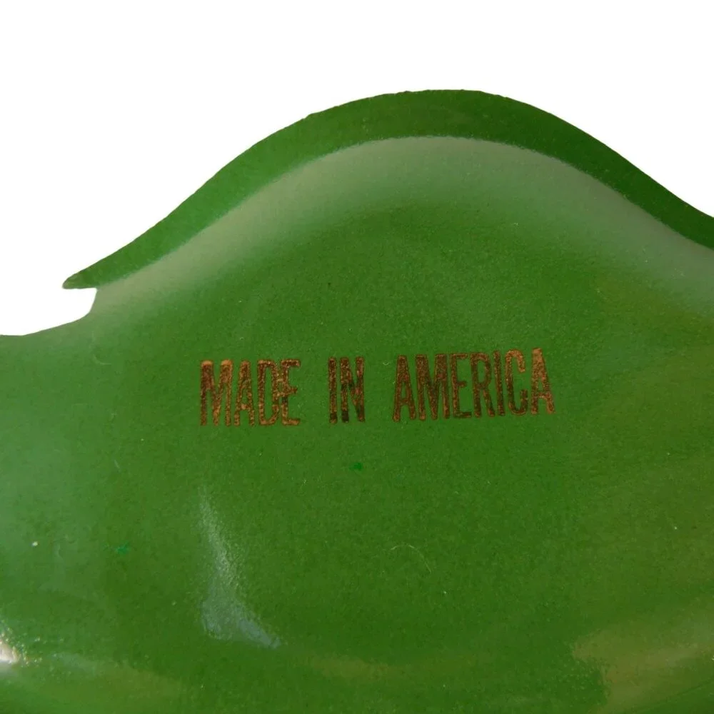 Vintage 1950's  V.I.P. Ceramic Ashtray Green With Gold Accents